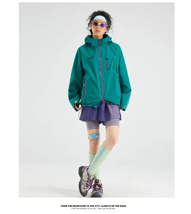 Unisex Waterproof Hiking Jacket Outdoor Hooded Windbreaker for Camping Fishing and Climbing