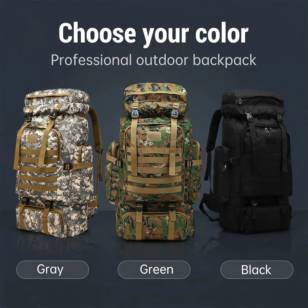 Men’s Backpack for Mountain Climbing Heavy Duty Double‑Shoulder Travel Bag with Removable National Flag Patch Accessory