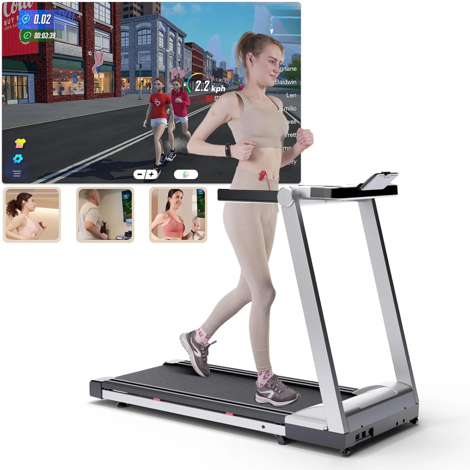 3.5HP Foldable Treadmill 350lb Capacity Adjustable 6 Percent Incline Walkingpad for Home and Office with LCD APP Data up to 10MPH