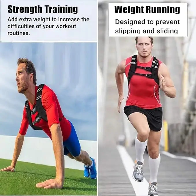 Weighted Training Vest, 12 -30 Lbs Weights Included