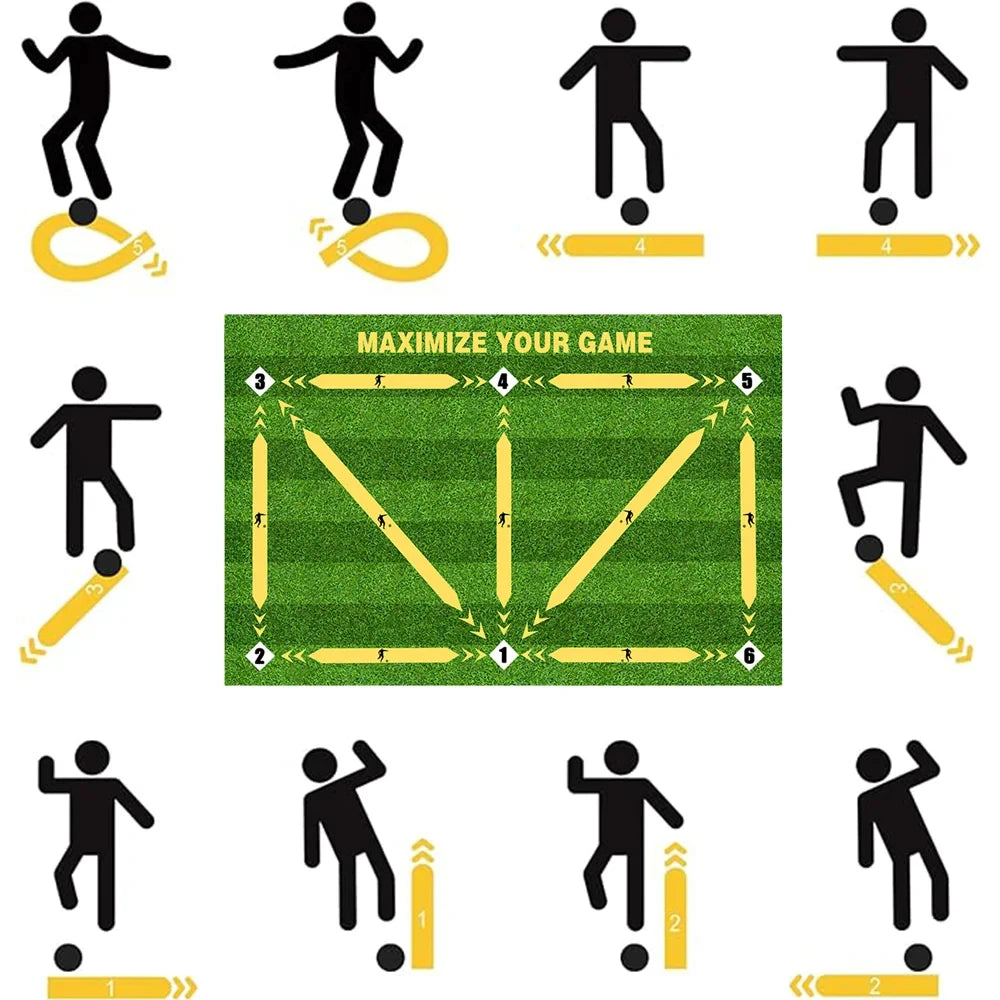 Durable Non Slip Football Training Mat Foldable Carpet Dribbling Training Mat Children’s Indoor Football Equipment