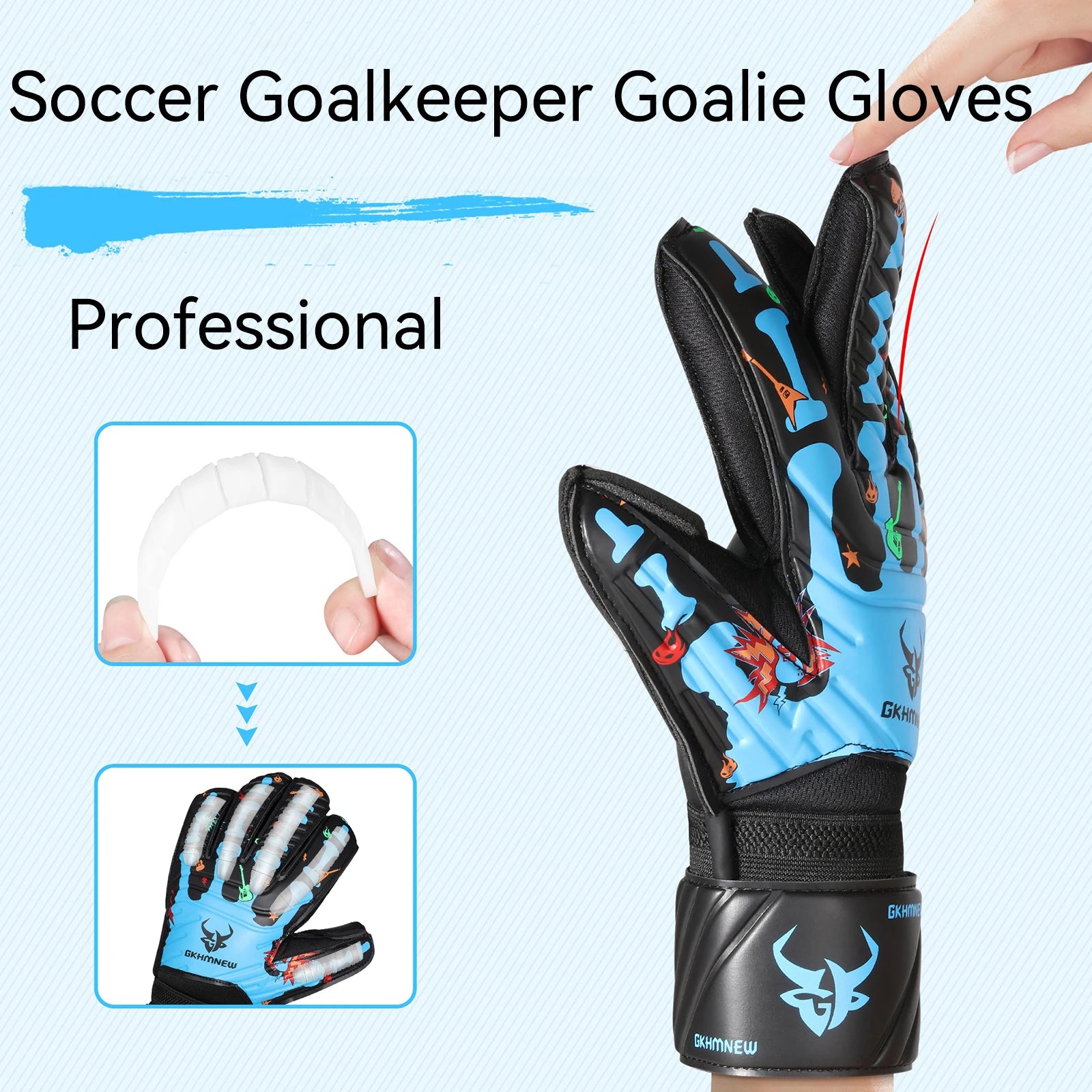 Goalkeeper Gloves with Fingersave Breathable Soccer Goalie Gloves with 4mm Latex for Kids Youth and Adults