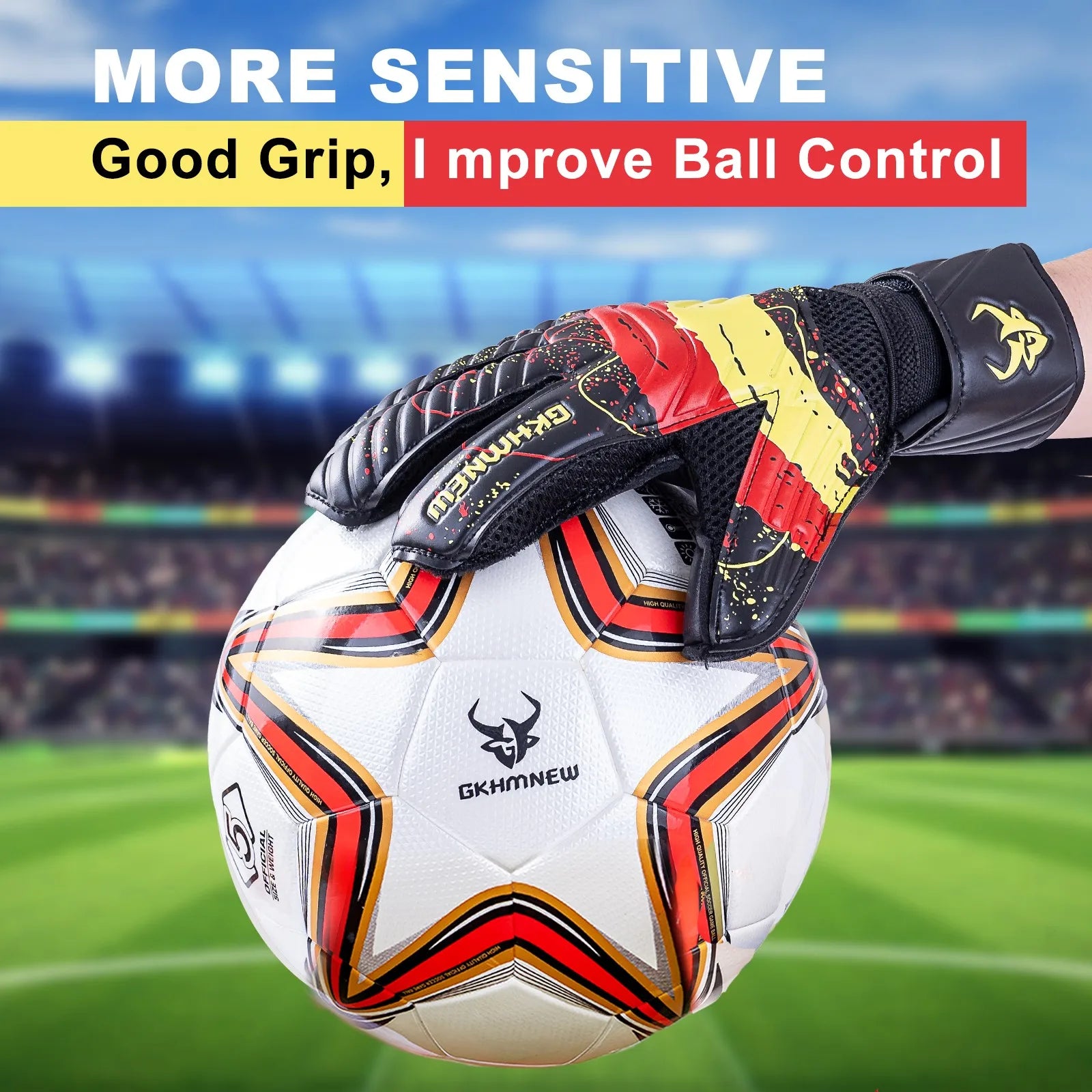 Goalkeeper Gloves for Adult and Youth Strong Latex Grip Double Wrist Support and Breathable Mesh