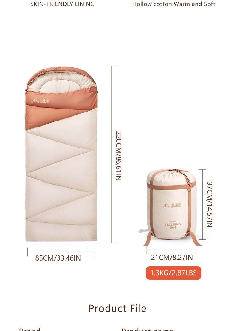 Camping Sleeping Bag Ultralight 4 Season Warm Envelope Backpacking Cotton Sleeping Bag for Outdoor Traveling Hiking