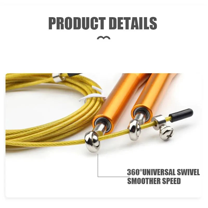 High Fast Speed Wire Jump Rope Black Adjustable Steel Rope with Aluminum Handles for Fitness