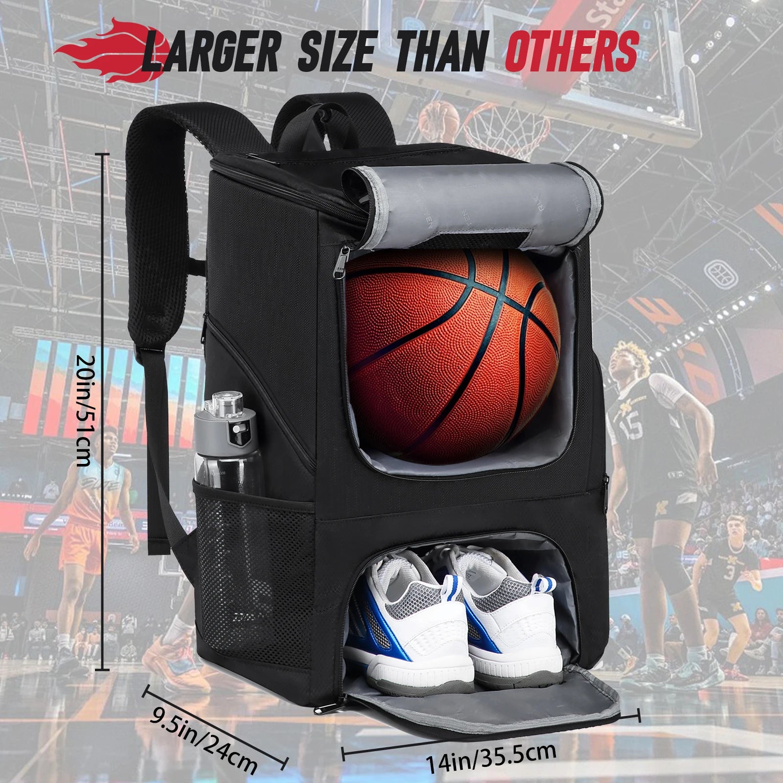 Football Backpack Men Basketball Backpack Outdoor Soccer Storage Bag Training Sports Knapsack with Shoe Compartment