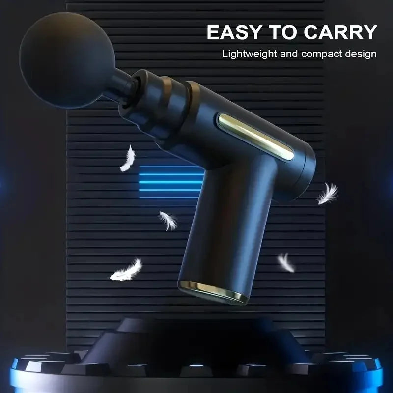Fitness Hammer Compact Deep Tissue Massager – USB Rechargeable Fascia Gun with 4 Interchangeable Heads | Portable Muscle Massage Device for Pain Relief & Recovery