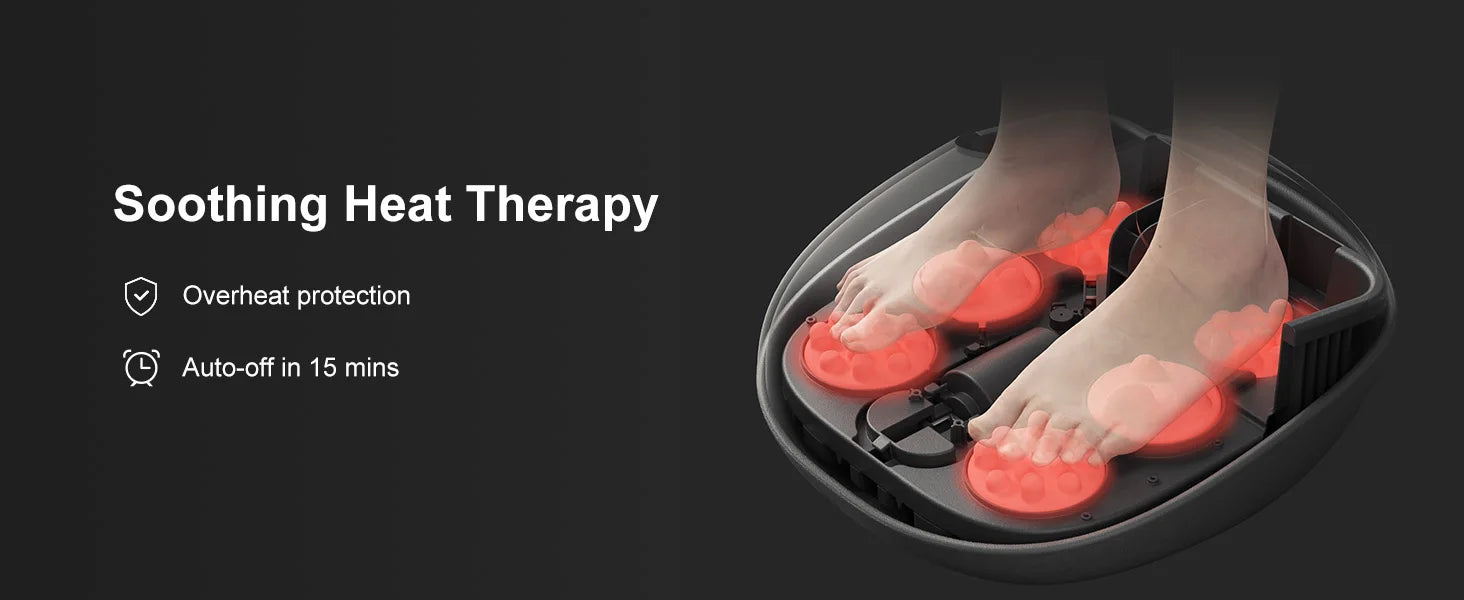 Foot Massager with Heating Therapy, Shiatsu Deep Kneading Roller for Muscle Relaxation and Pain Relief, Electric Foot Massage Machine
