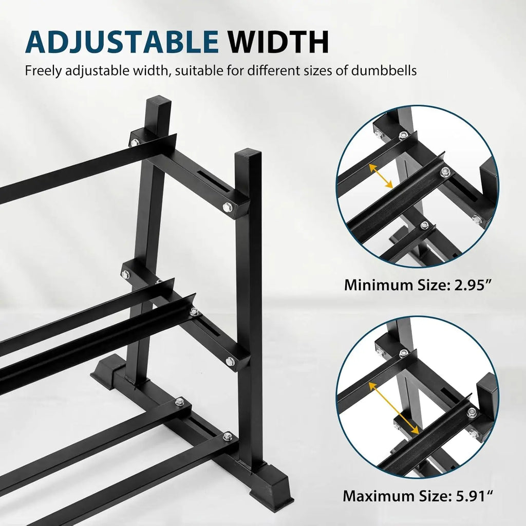 Heavy Duty Dumbbell Rack with Adjustable Storage for Home Gym Holds Up To 1100lbs