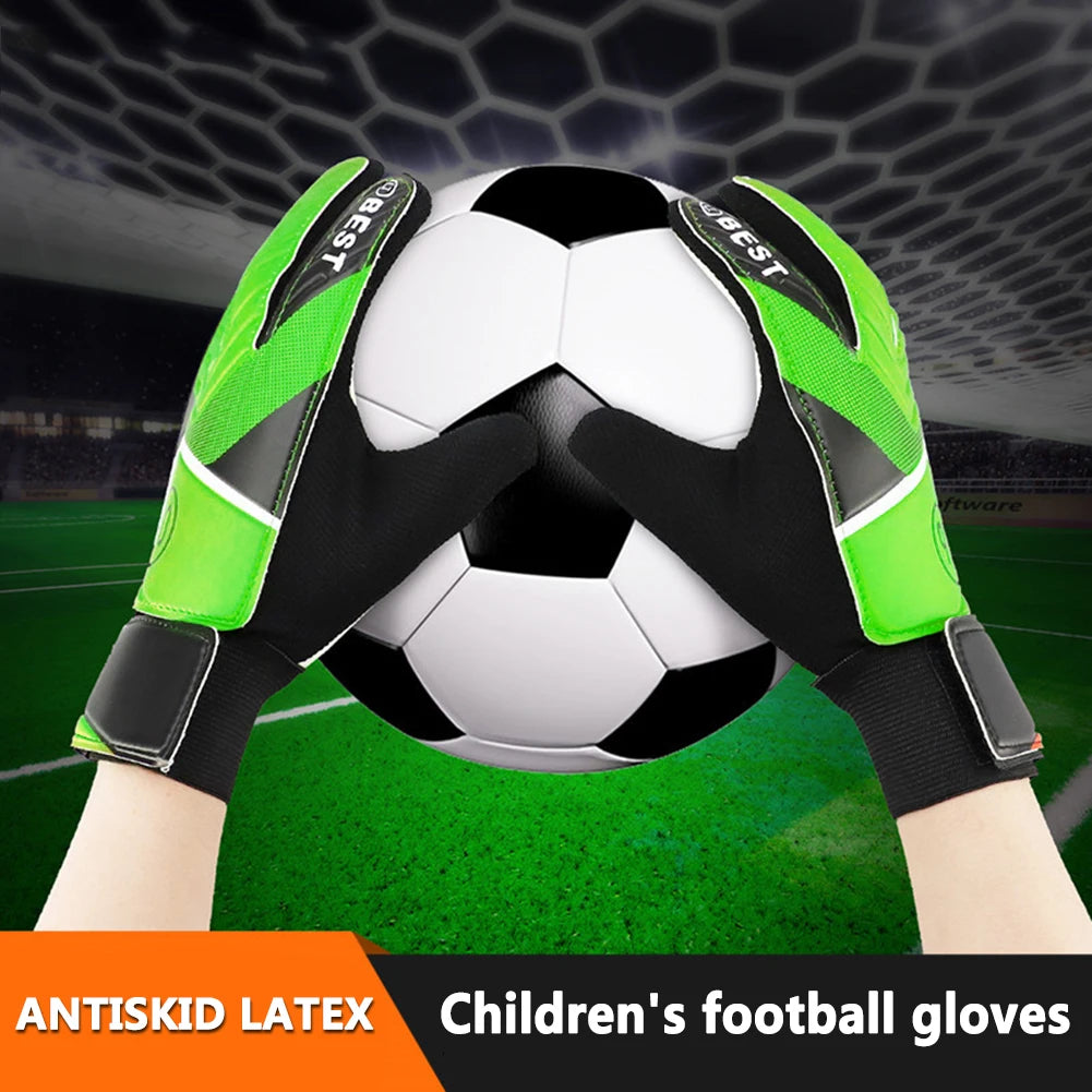 Football Gloves Latex Support Goalkeeper Gloves Full Finger Protection Anti‑Slip Waterproof Breathable for Kids and Adults