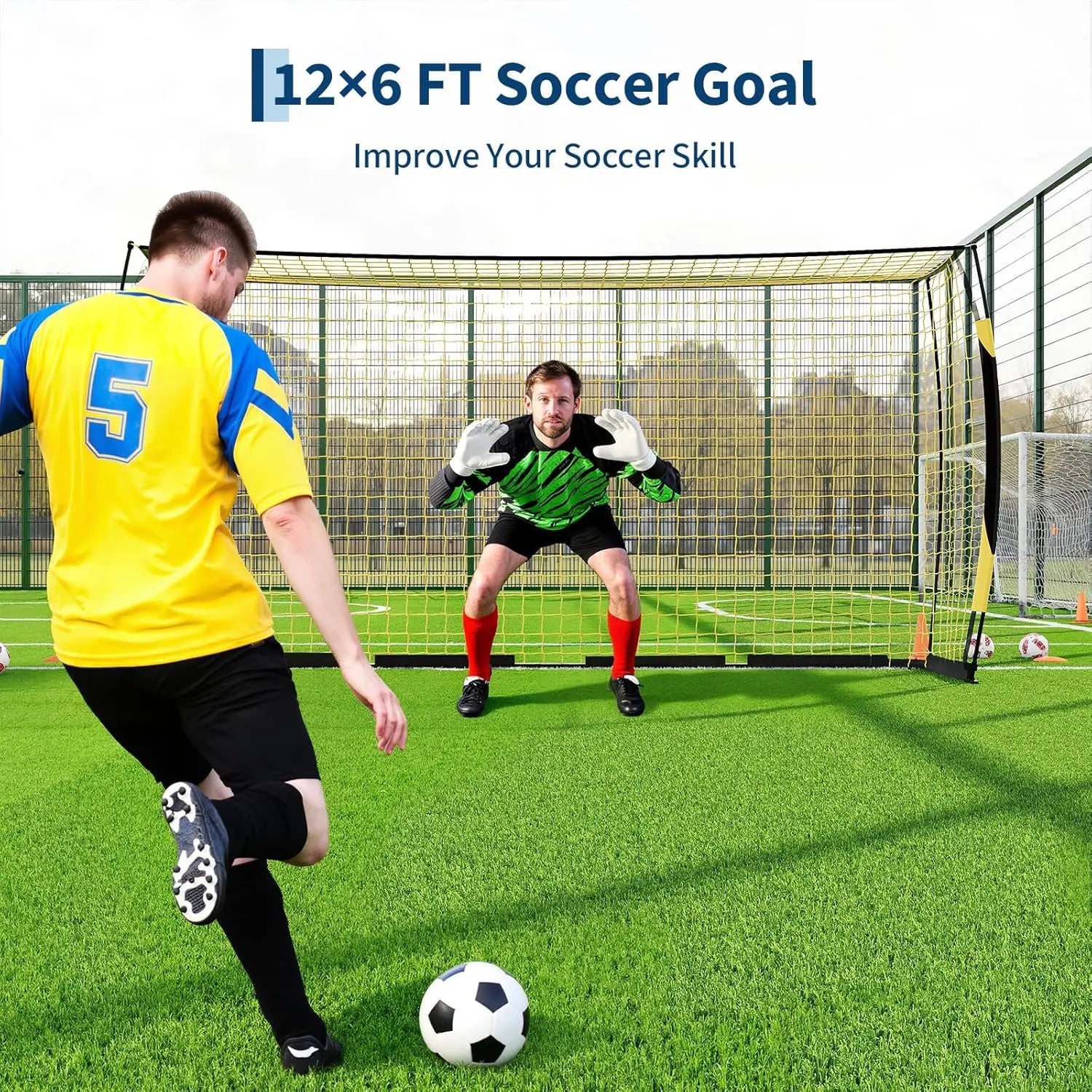 Portable Soccer Net with Sturdy Metal Base, 12x6 FT