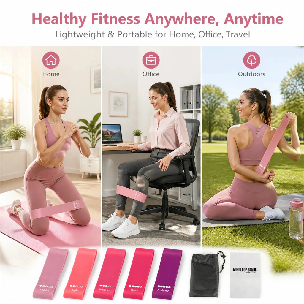 Resistance Bands Set Home Workout Essential Full‑Body Training Portable Fitness Bands with 5 Levels Carry Bag and Workout Guide