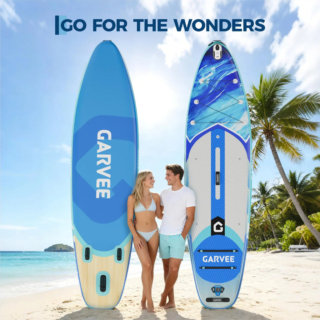 Extra Wide Stable Inflatable Stand Up Paddle Board for Adults and Youth, Ultra‑Light PVC with Non‑Slip EVA Deck, 450 lb Capacity, Adjustable Paddle, High‑Pressure Pump, and Backpack