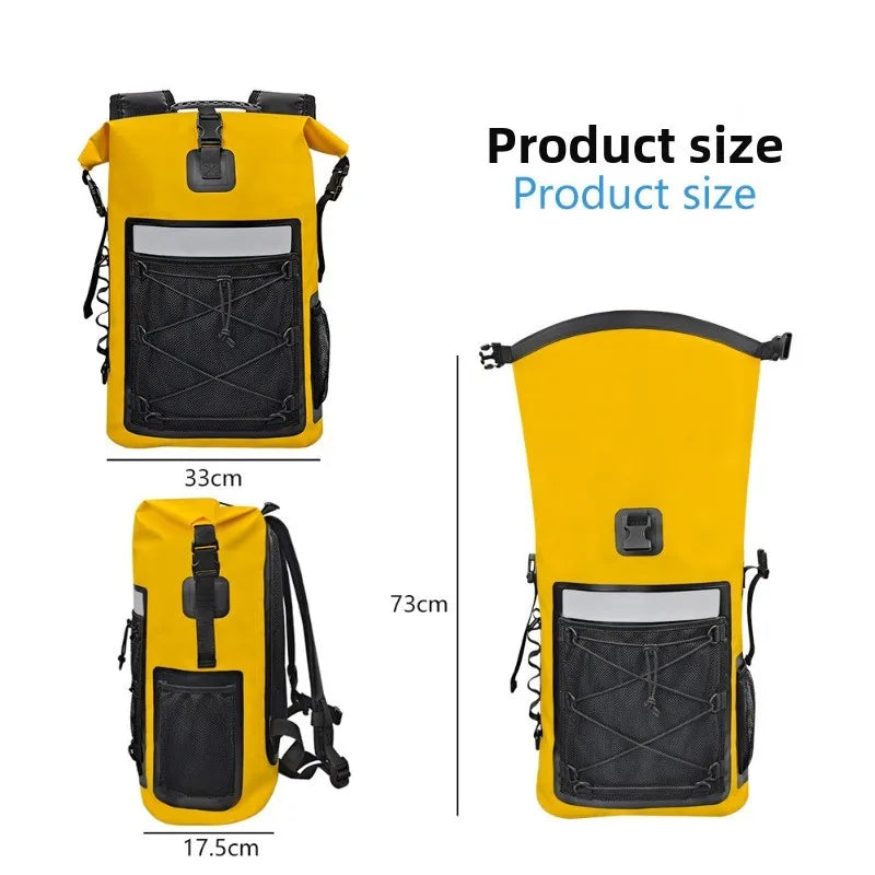 35L Waterproof Dry Bag Backpack Roll Top Bag Pocket for Outdoor Water Sports Beach Camping