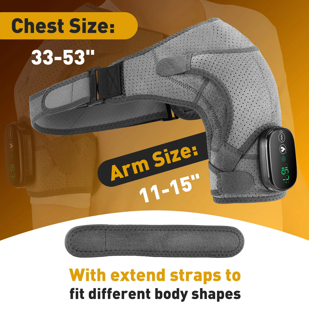 Heating Vibration Massager Shoulder Pad Red Light Hot Compress Neck & Shoulder Support with 3‑Speed Massage and 5000mAh Battery