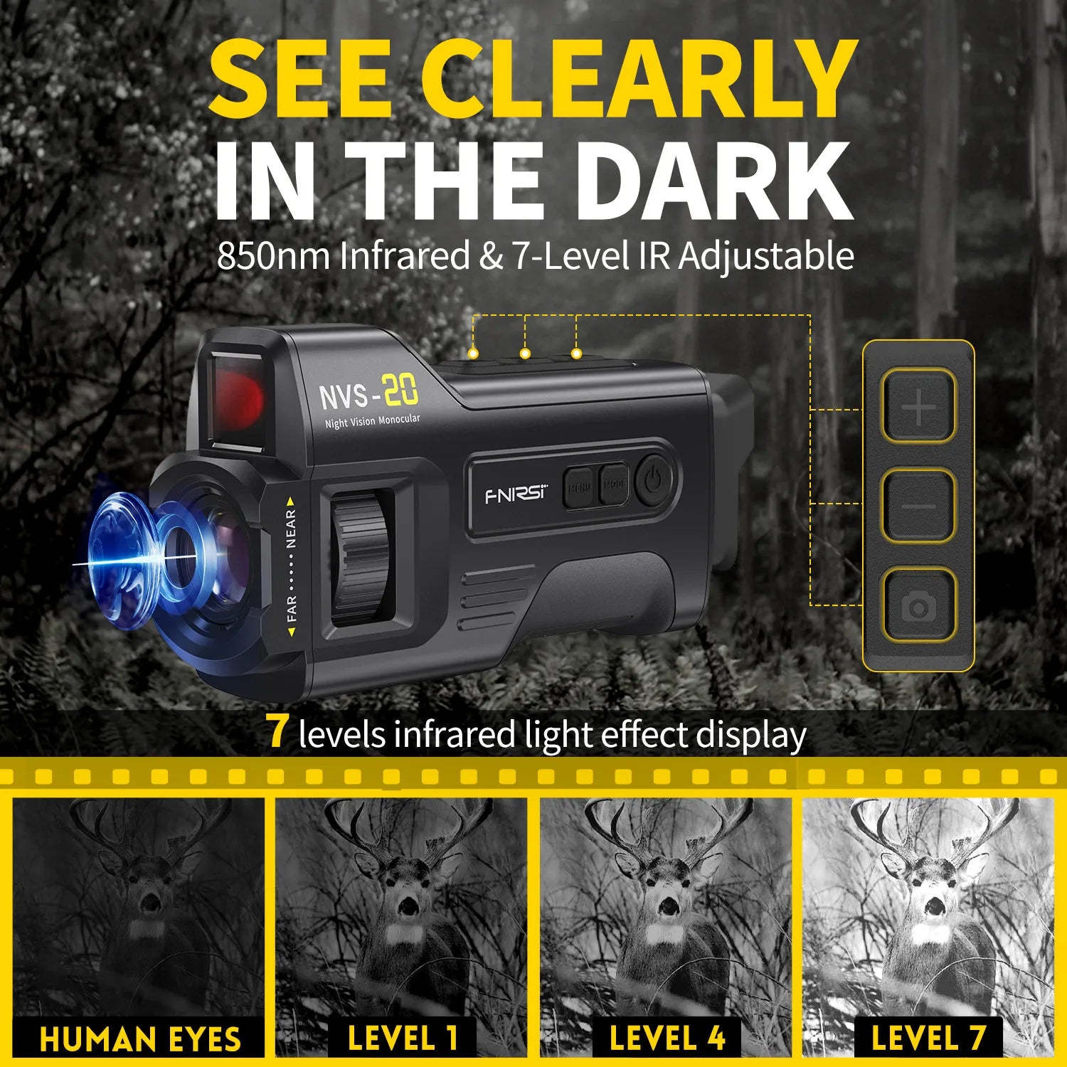 NVS‑20 4K HD Monocular Night Vision Goggles 6X Digital Zoom 300m Hunting Camping Scope Day and Night Dual Use