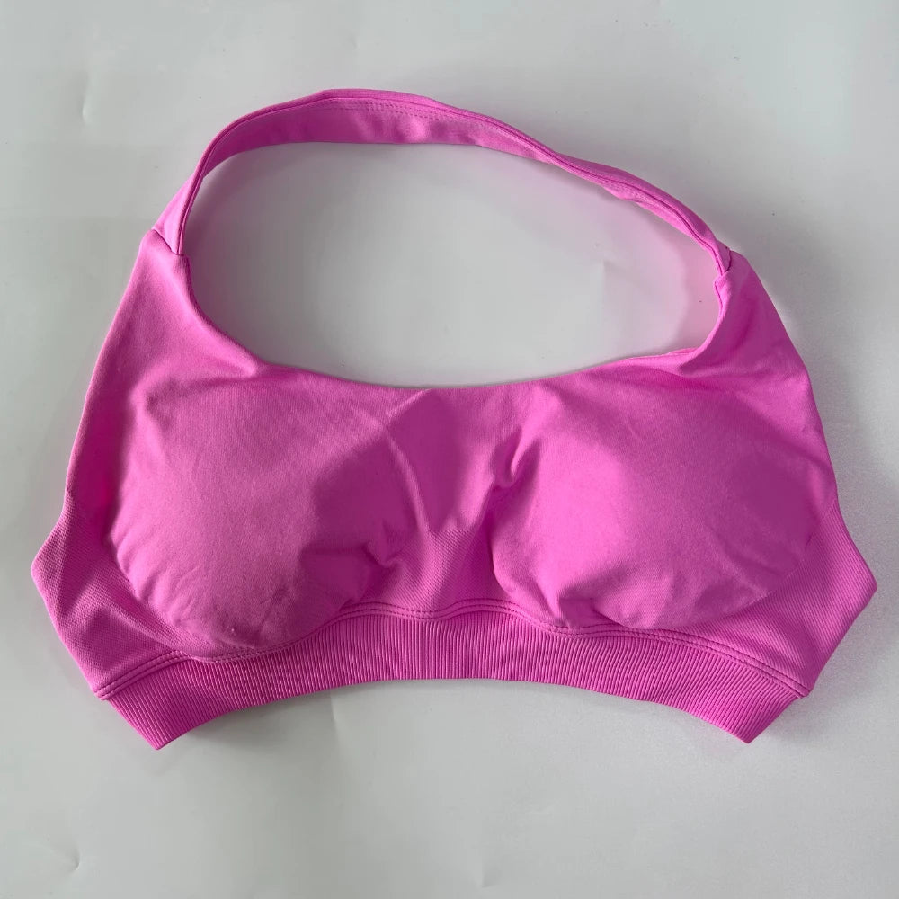 Women’s Yoga Bra Halter Neck Strap Open Back Medium Support Fitness Crop Top for Gym and Yoga