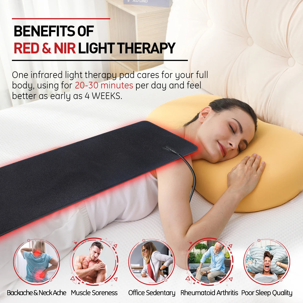 Red Light Therapy Heating Pad Cushion Mat with Infrared Light for Waist Back Shoulder Muscle Pain Relief and Relaxation