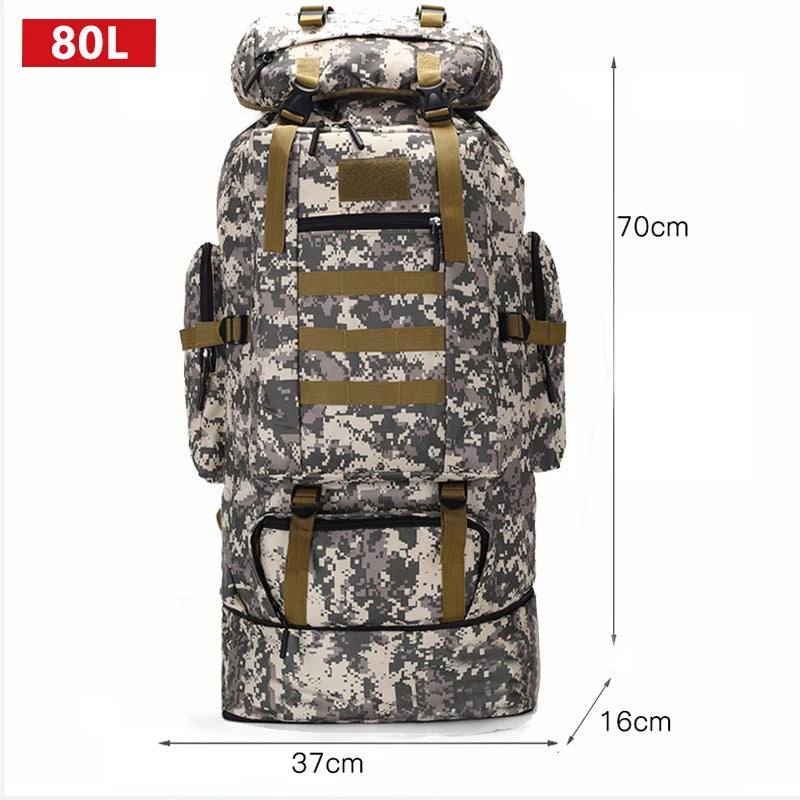 80L 100L Mountaineering Bag Climb Bag Tactical Backpack Large Outdoor Hiking Camping Travel Backpack