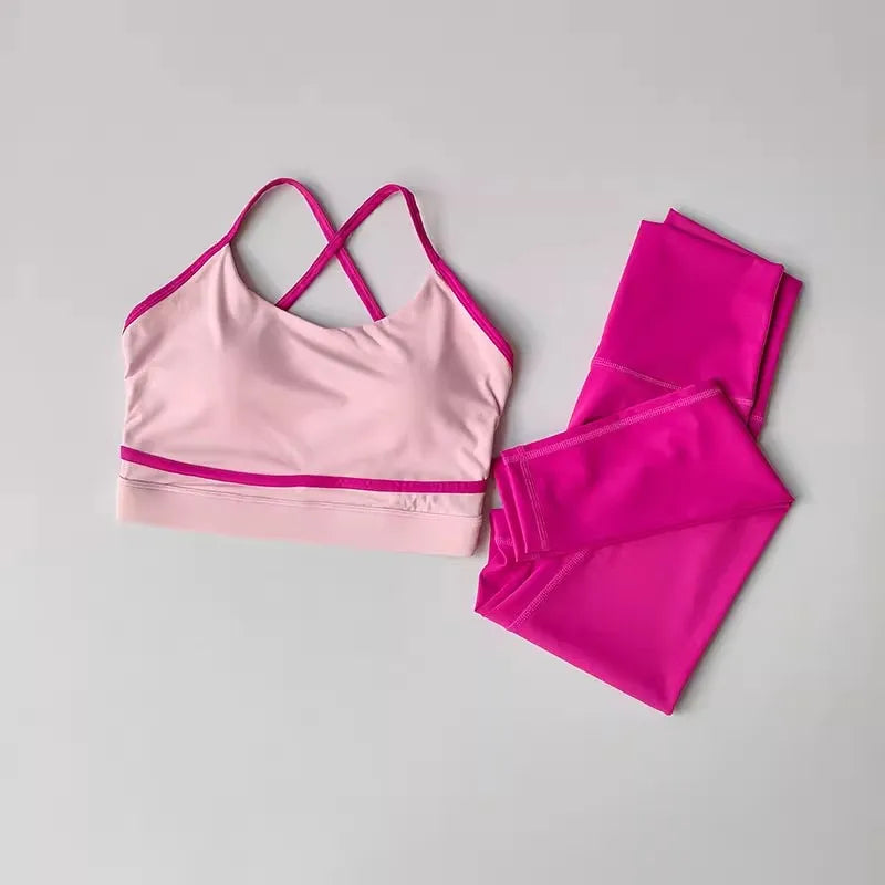 Women Yoga Set Workout Set 2 Piece High Waist Yoga Leggings Sports Bra Gym Suit Activewear Sports Fitness Set Sports Suit