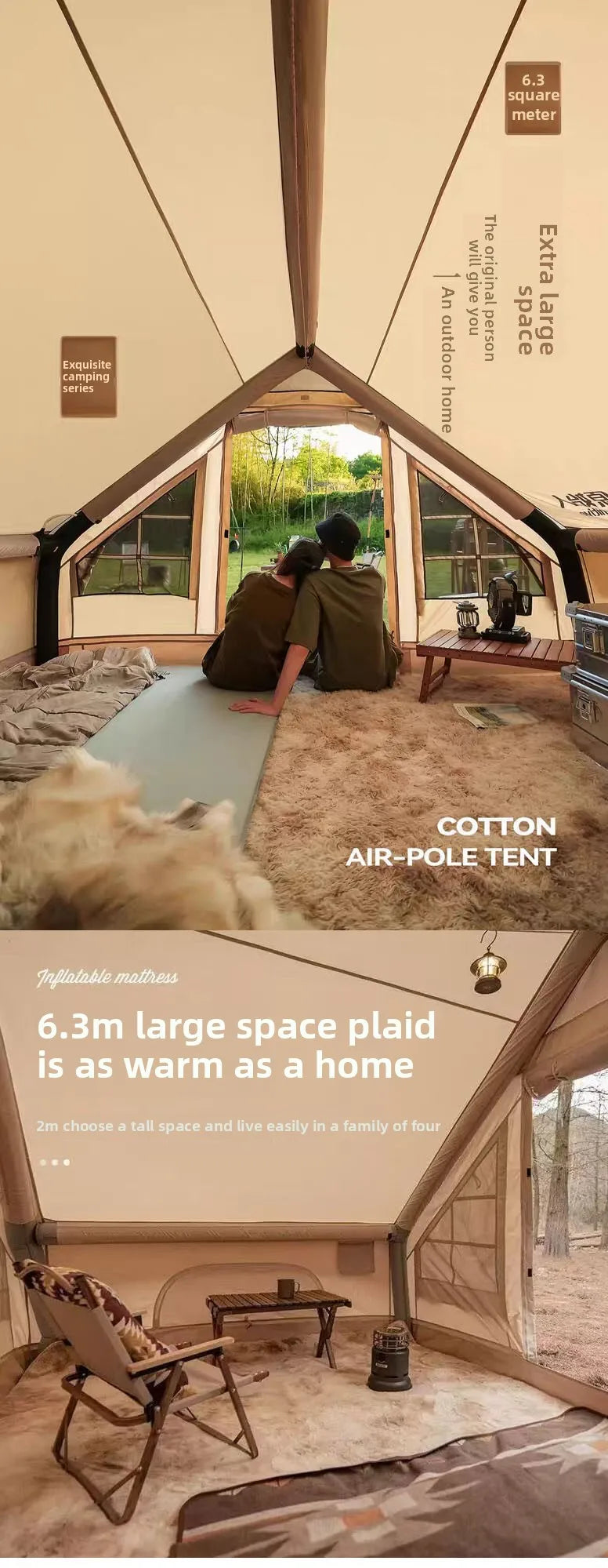 Inflatable Tent With Skylight and Chimney