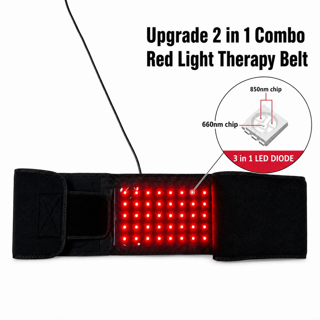 3‑in‑1 Red + Near‑Infrared Light Therapy Belt 105 LED Beads 660nm/850nm Adjustable Modes Full‑Body Relief Wrap with Timer and Dual Charging