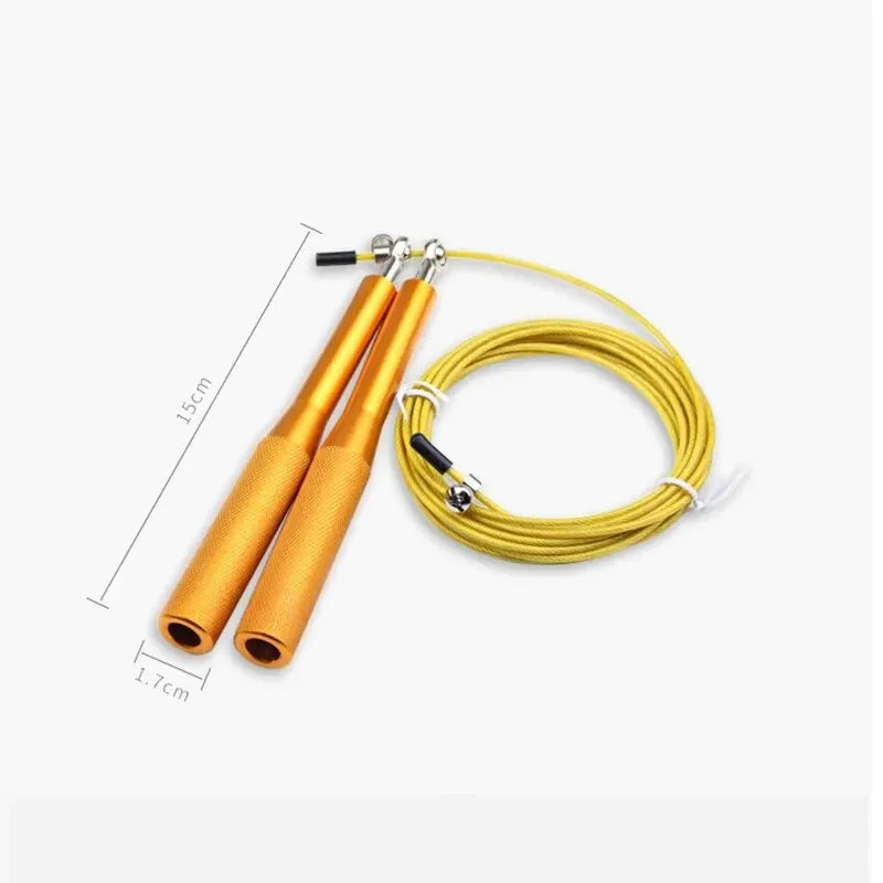 High Fast Speed Wire Jump Rope Black Adjustable Steel Rope with Aluminum Handles for Fitness