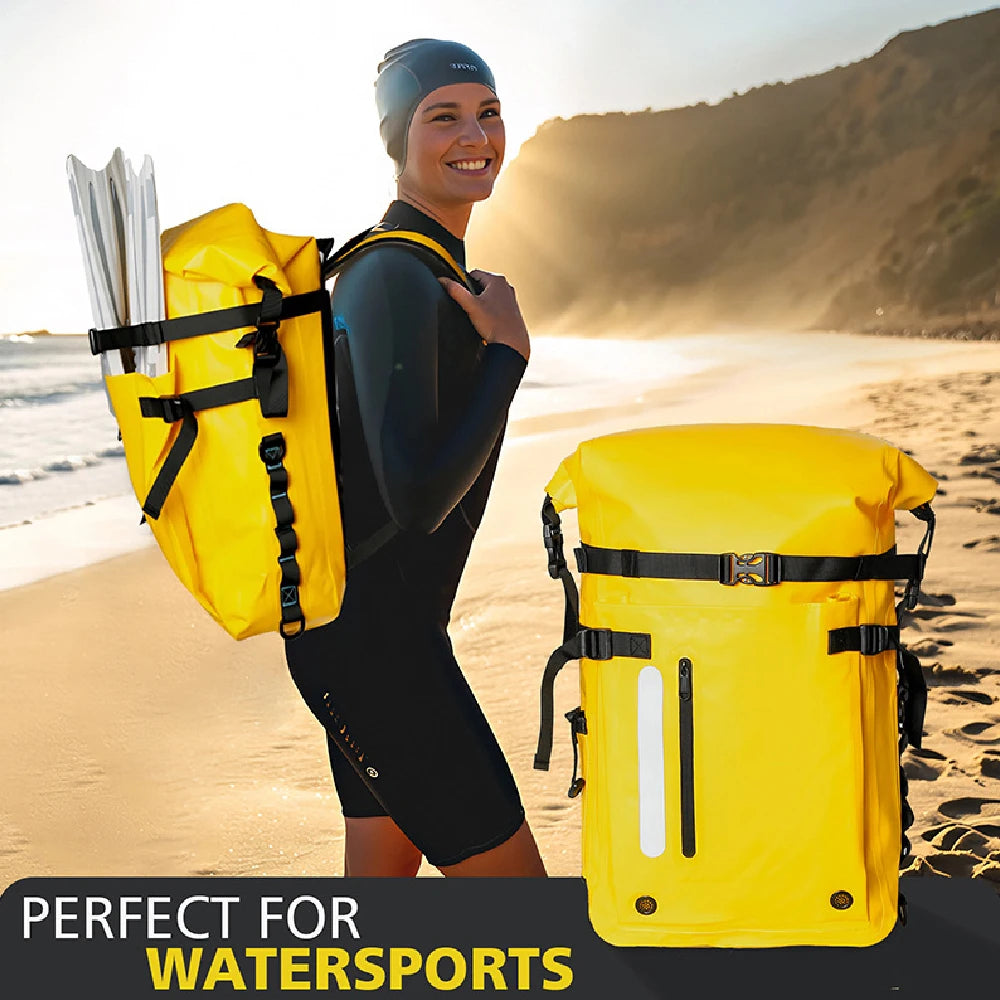Waterproof Backpack Floating Dry Bag 30L Cushioned Back Hip Strap for Hiking Camping Kayaking Travel Diving Rafting