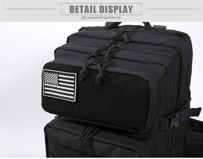 45L Tactical Backpack Survival Bag Hunting MOLLE Backpack Gym Men EDC Outdoor Hiking Rucksack with Bottle Holder