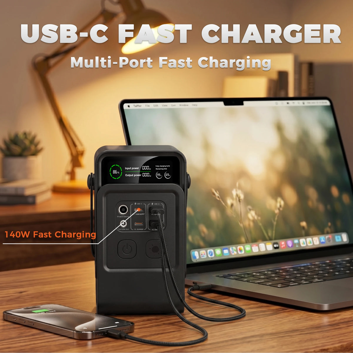 CTOLITY AP200 Portable Power Station 200W 192Wh 60000mAh LiFePO4 Energy Storage with Solar Charging Capability