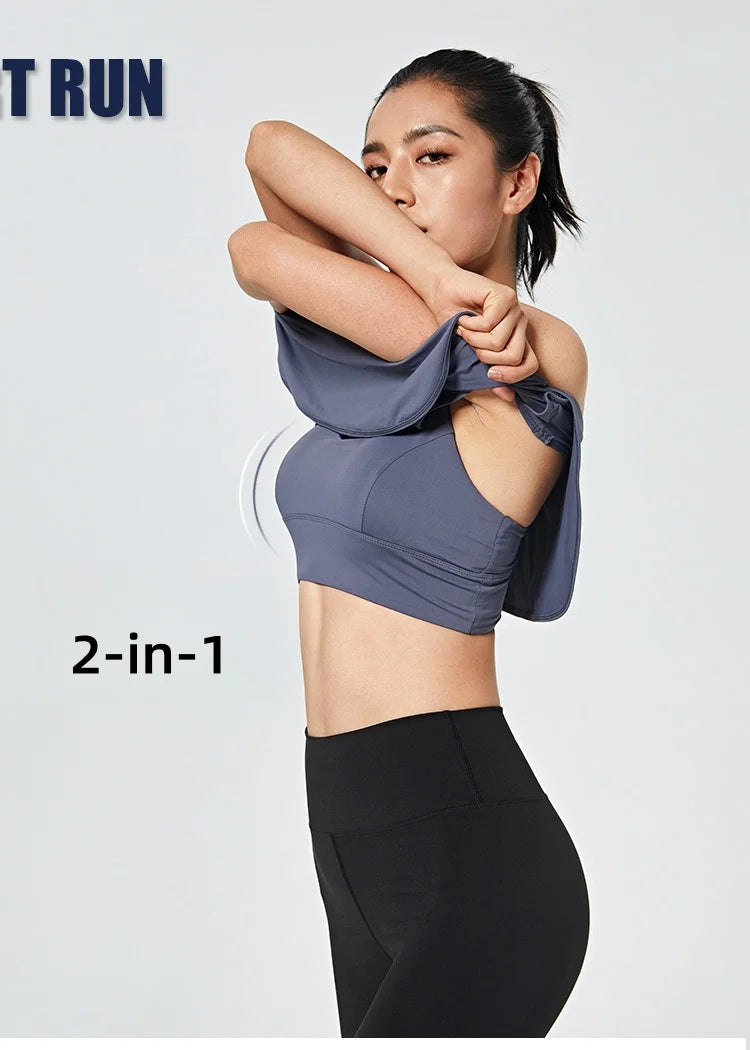 Fitness Yoga Gym Women Tank Crop Top with Bra Sleeveless Shirt Vest Running Quick Dry Sportswear One Piece Workout Clothing