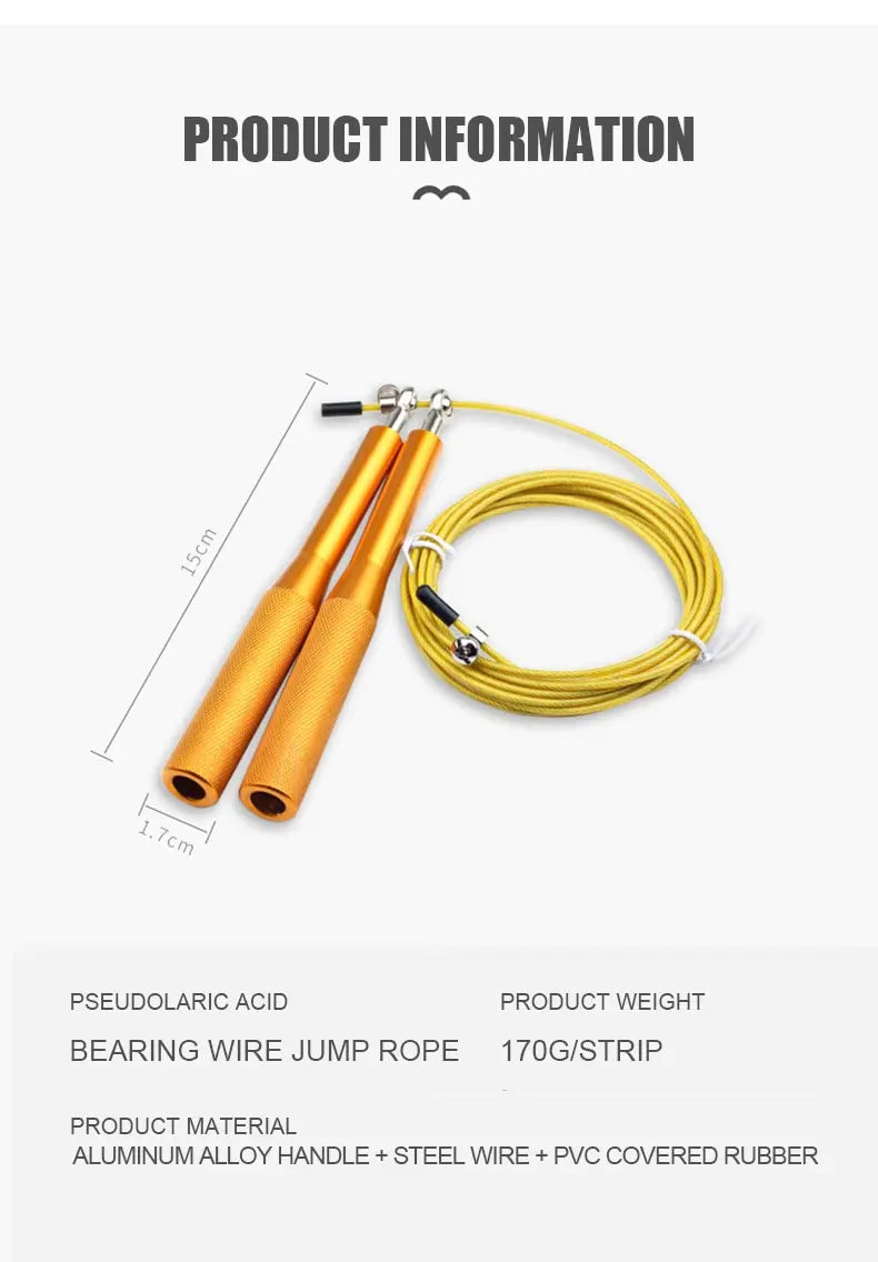 High Fast Speed Wire Jump Rope Black Adjustable Steel Rope with Aluminum Handles for Fitness