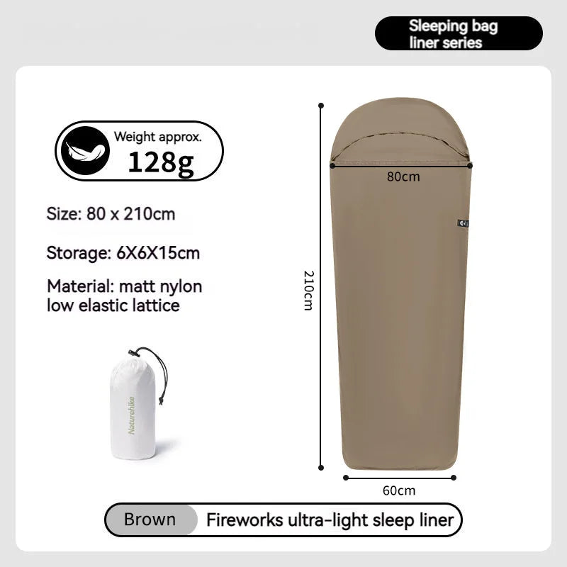 Sleeping Bag Liner 128g Ultralight Single Stretch Envelope Soft Style for Camping and Travel