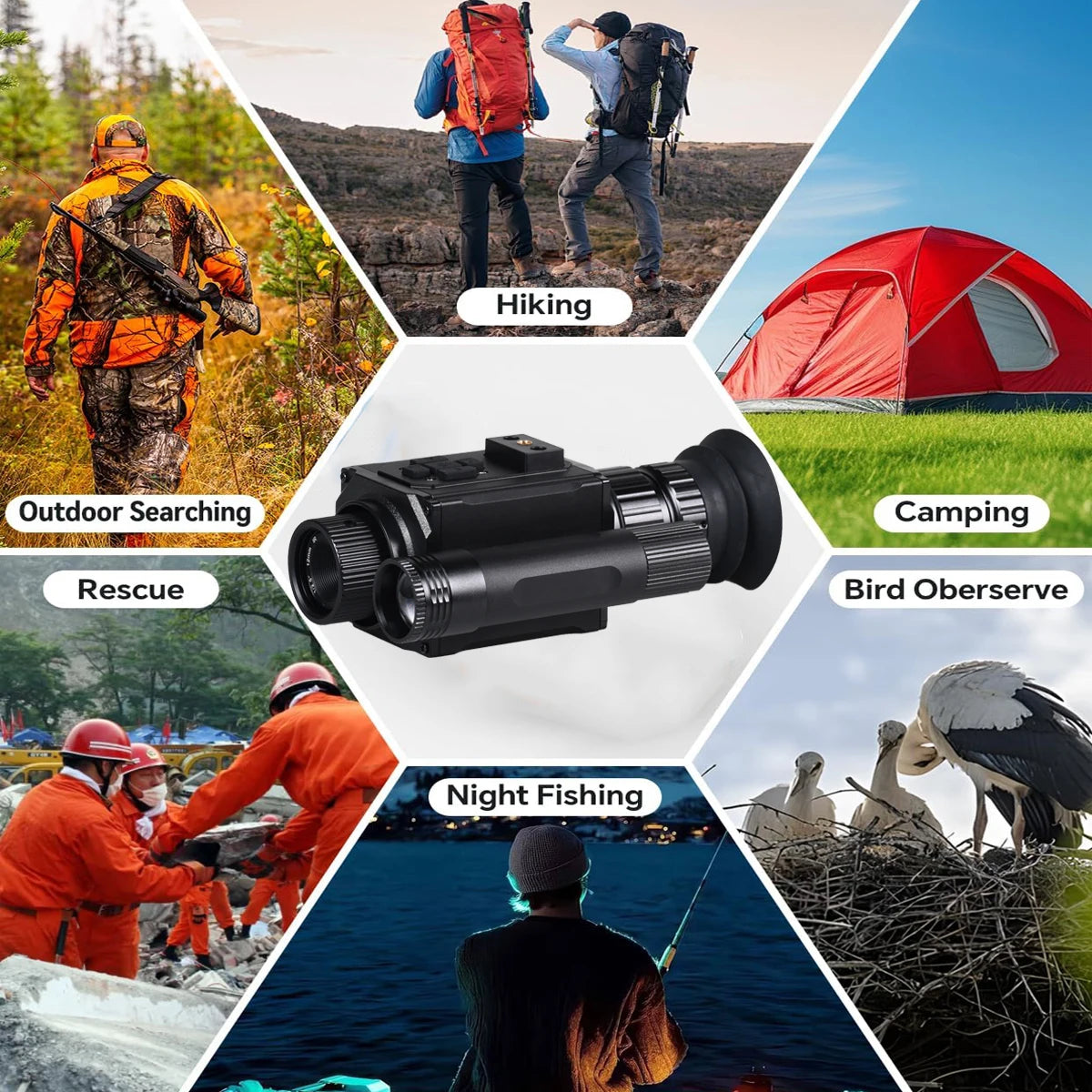 HD 1080P Night Vision Goggles Head Mounted or Helmet Mounted 940nm IR 5X Zoom Night Vision Monocular for Hunting and Camping