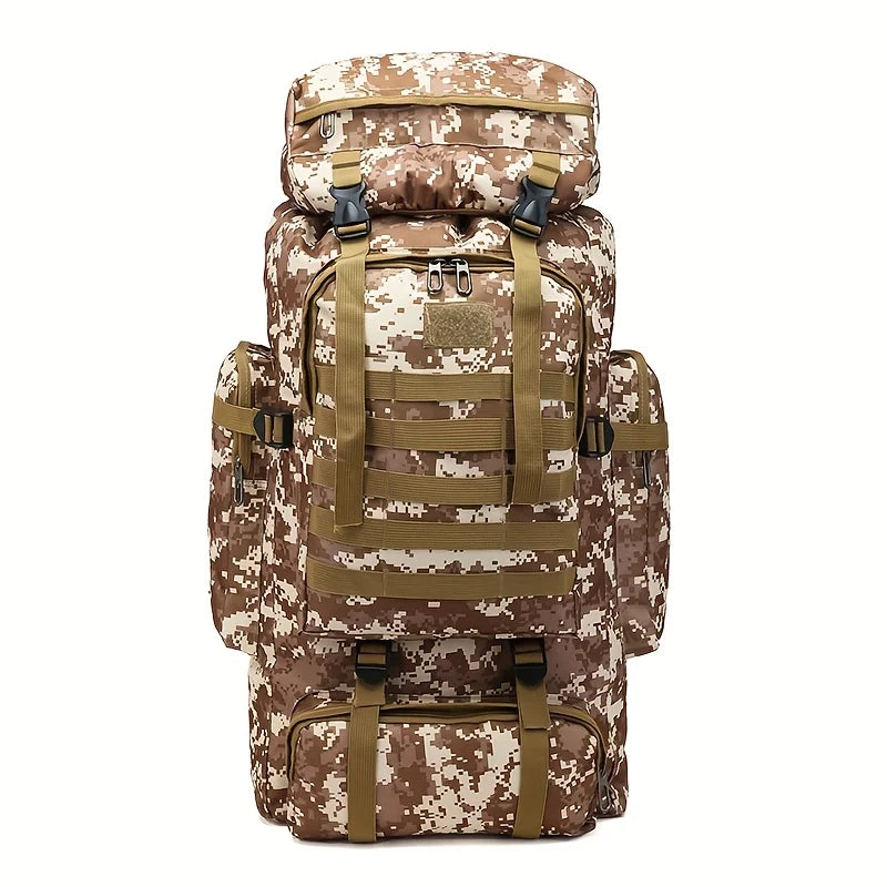 Men’s Backpack for Mountain Climbing Heavy Duty Double‑Shoulder Travel Bag with Removable National Flag Patch Accessory