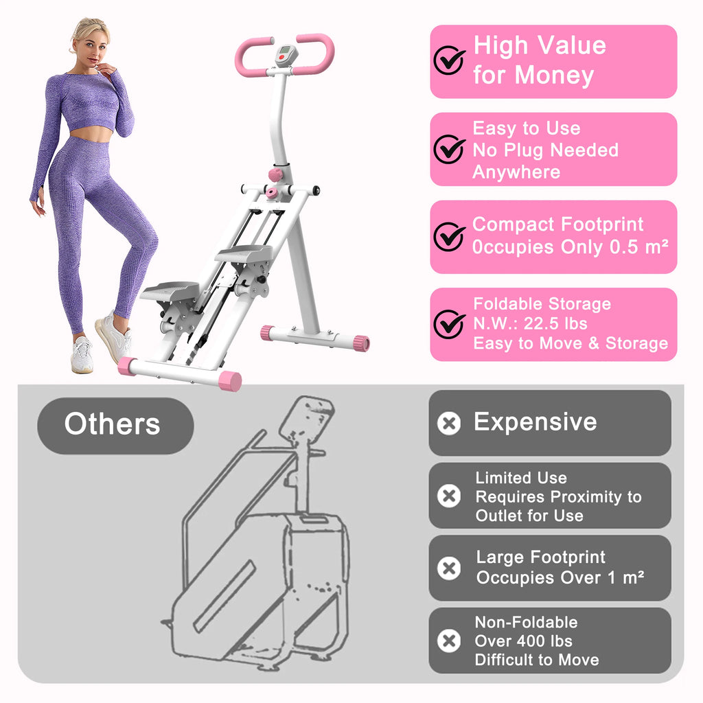 Stair Stepper with Resistance Full Body Vertical Climber for Home Workouts with Adjustable Handlebar and Compact Stable Frame