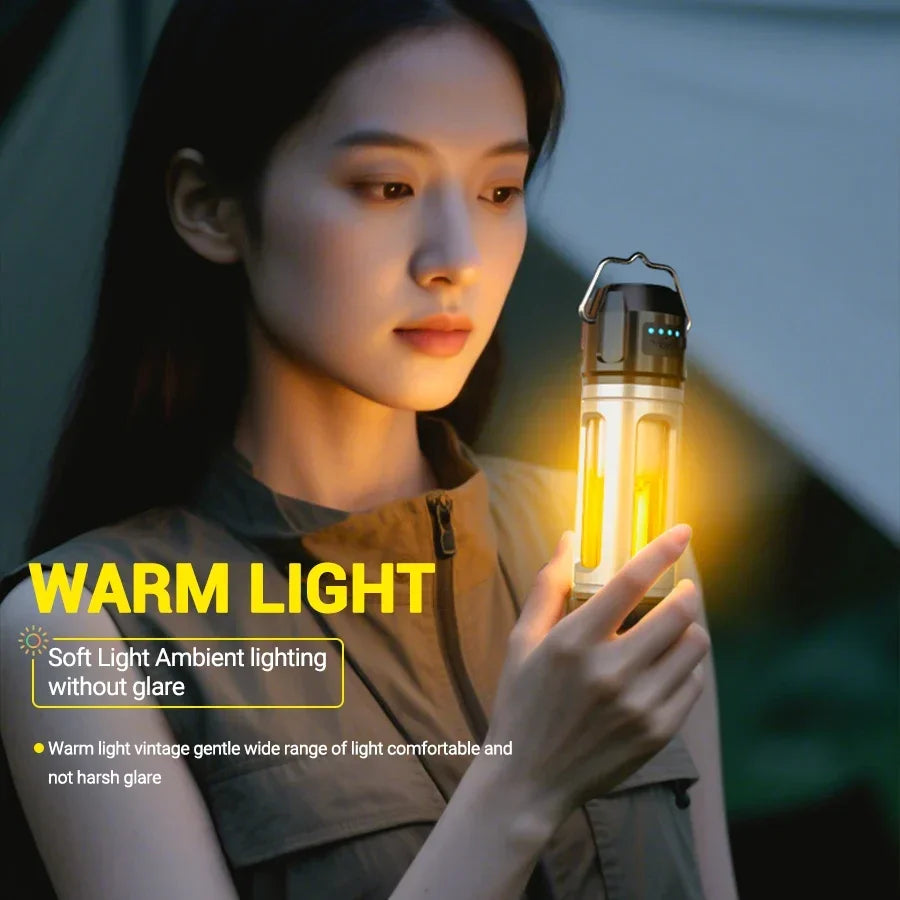 Camping Light Lightweight Handheld Torch 5 Lighting Modes Rechargeable Tent Lamp for Patio Climbing with 8 Light Filaments
