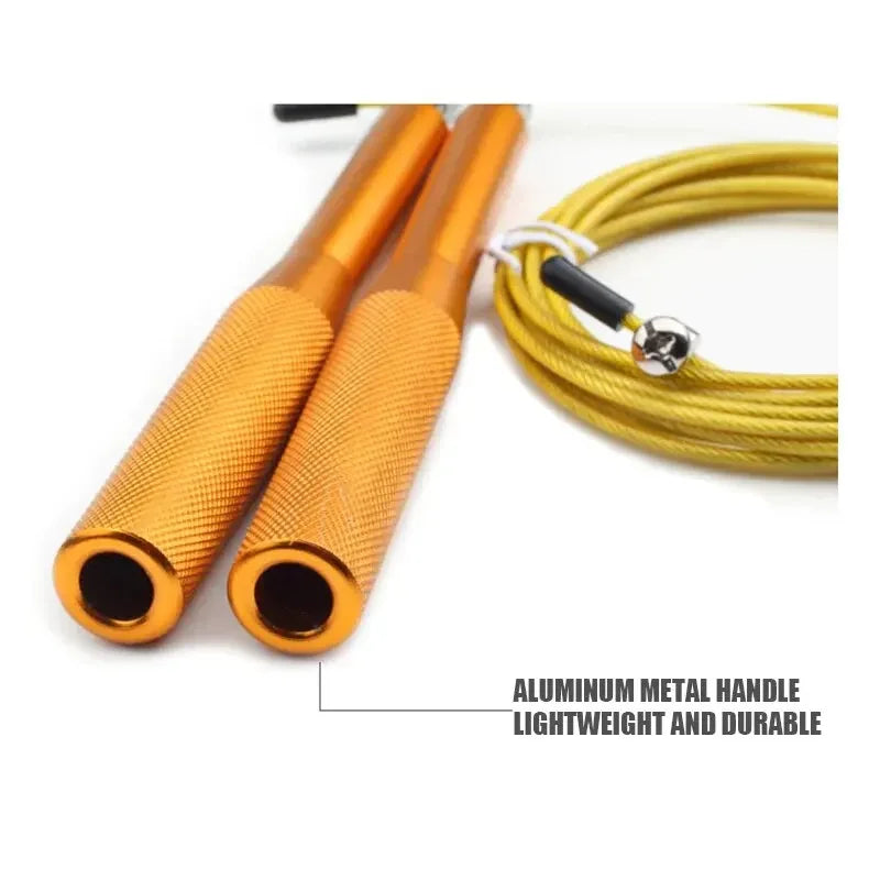 High Fast Speed Wire Jump Rope Black Adjustable Steel Rope with Aluminum Handles for Fitness