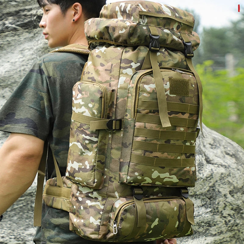 80L 100L Mountaineering Bag Climb Bag Tactical Backpack Large Outdoor Hiking Camping Travel Backpack