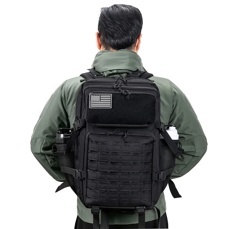 45L Tactical Backpack Survival Bag Hunting MOLLE Backpack Gym Men EDC Outdoor Hiking Rucksack with Bottle Holder