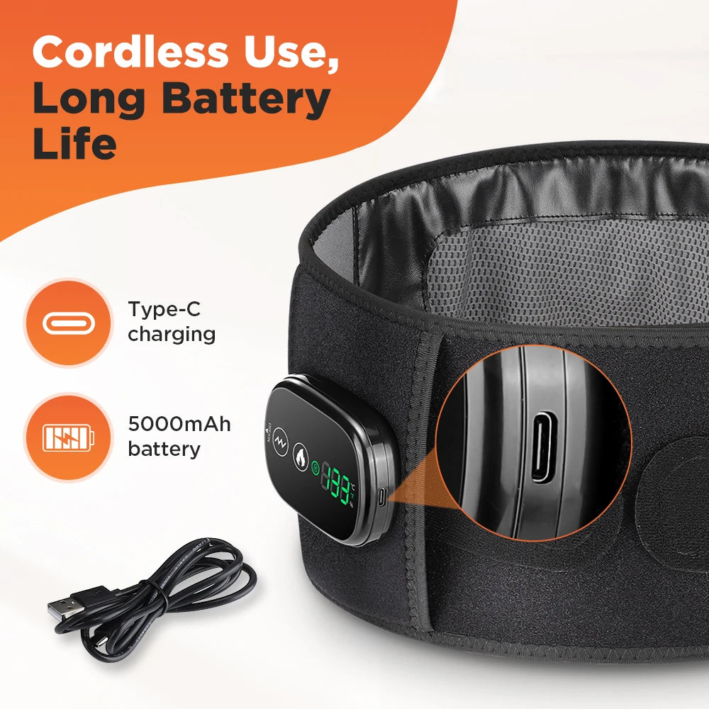 Heating Vibration Massager Belt Red Light Hot Compress Waist Support Brace Waist Back Massage Lumbar Support Belt