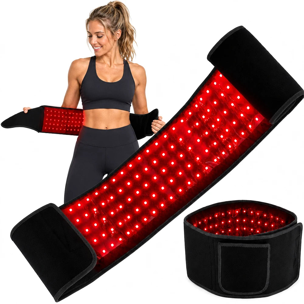 3‑in‑1 Red + Near‑Infrared Light Therapy Belt 105 LED Beads 660nm/850nm Adjustable Modes Full‑Body Relief Wrap with Timer and Dual Charging