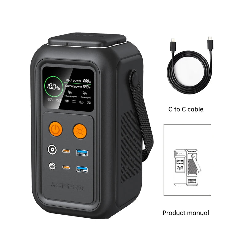 200W Power Station Camping 192Wh Lifepo4 Power Bank 60000mAh Portable Charger Battery Emergency Power USB Type C Port