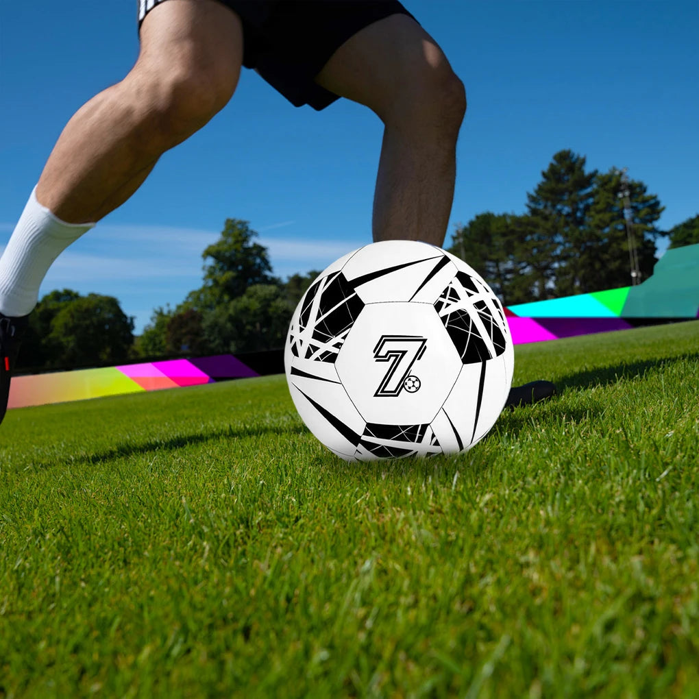 Standard Size 5 Soccer Ball for Training and Match Play with Unique Machine Stitched Design