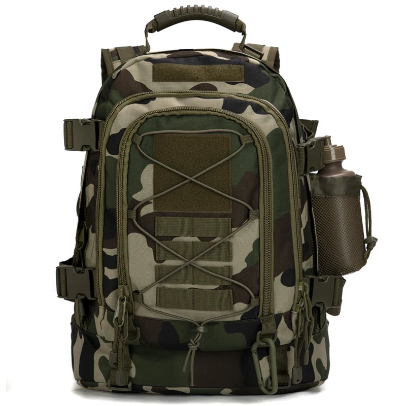 60L Men’s Tactical Travel Backpack, Expandable Hiking and Camping Pack, Army‑Style MOLLE 3‑Day Assault Rucksack