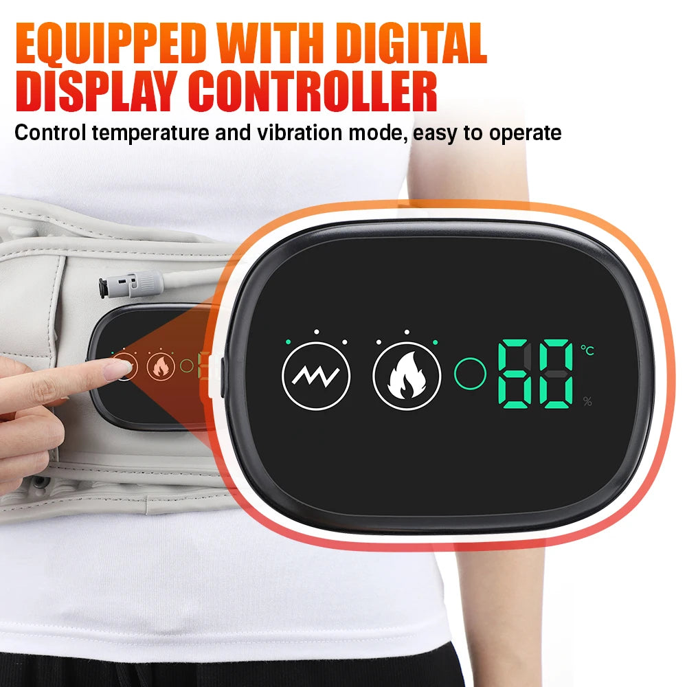 Inflatable Heating Massage Waist Belt Red Light Therapy Lumbar Support with Air Traction 5000mAh Rechargeable Design