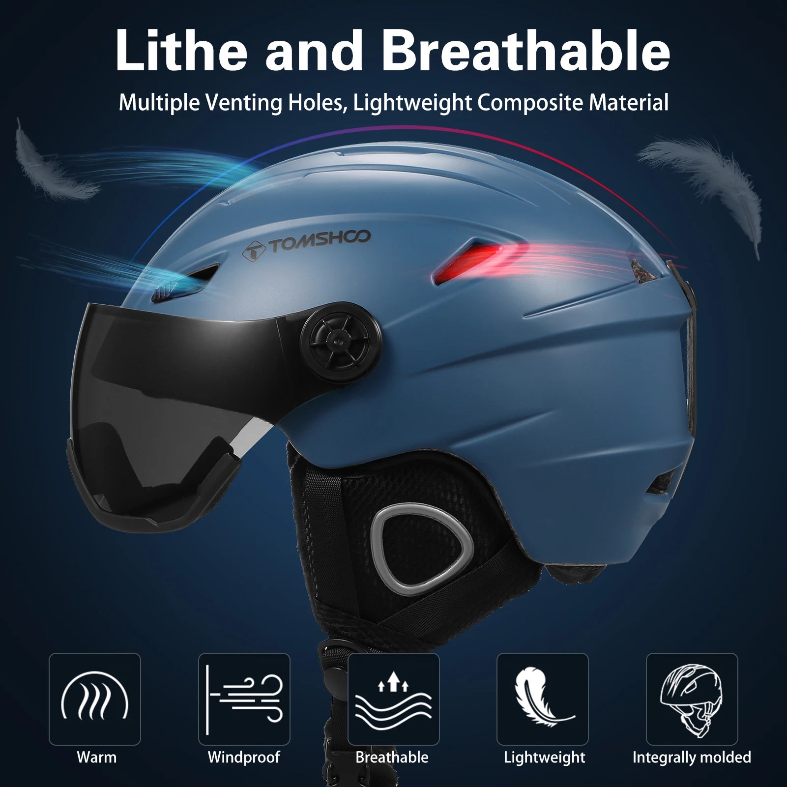 US Ski/Snowboard Helmet with Removable Liner and Ear Pads