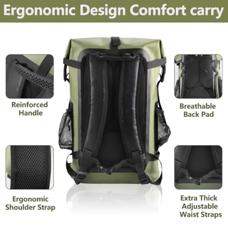 Waterproof Backpack 40L Heavy Duty Dry Bag Backpack Roll‑Top Hiking Travel Backpack Floating Waterproof Bag for Kayaking