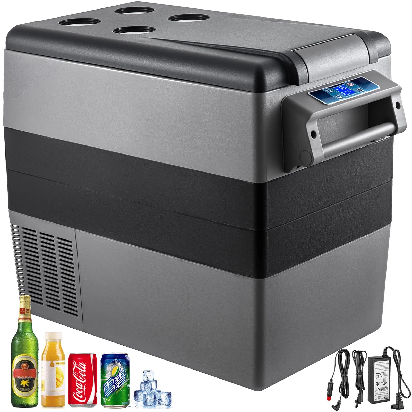 55L Car Refrigerator Mini Fridge Freezer Portable Compressor Cooler DC 110 to 240V Ice Box for Camping and Picnic