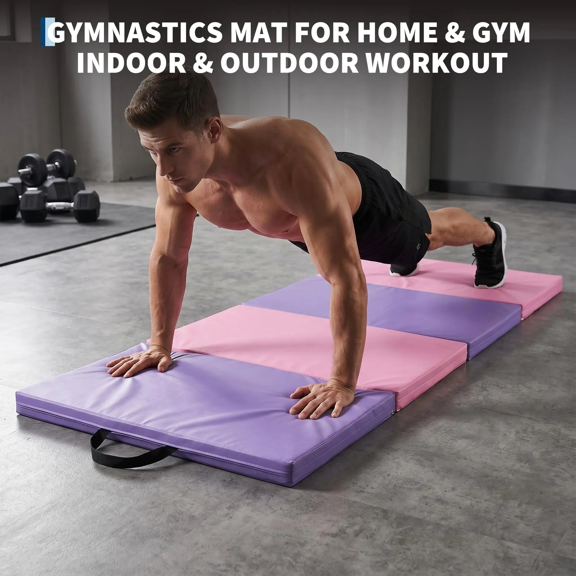 6x3 Ft Gymnastics Mat, 2'' Thick 4-Fold Exercise Floor Mat For Home Gym, Yoga, Pilates, Tumbling Training